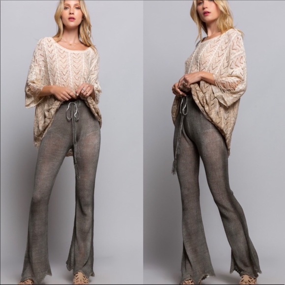 Boho Lightweight Mesh Scalloped Hem Lounge Pants - Picture 4 of 6